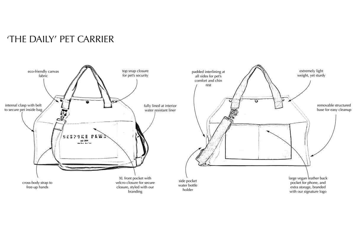 BESPOKE PAWS The Daily Carrier - Packable Luxury for Life on the Go Pet Carrier | HT Animal Supply