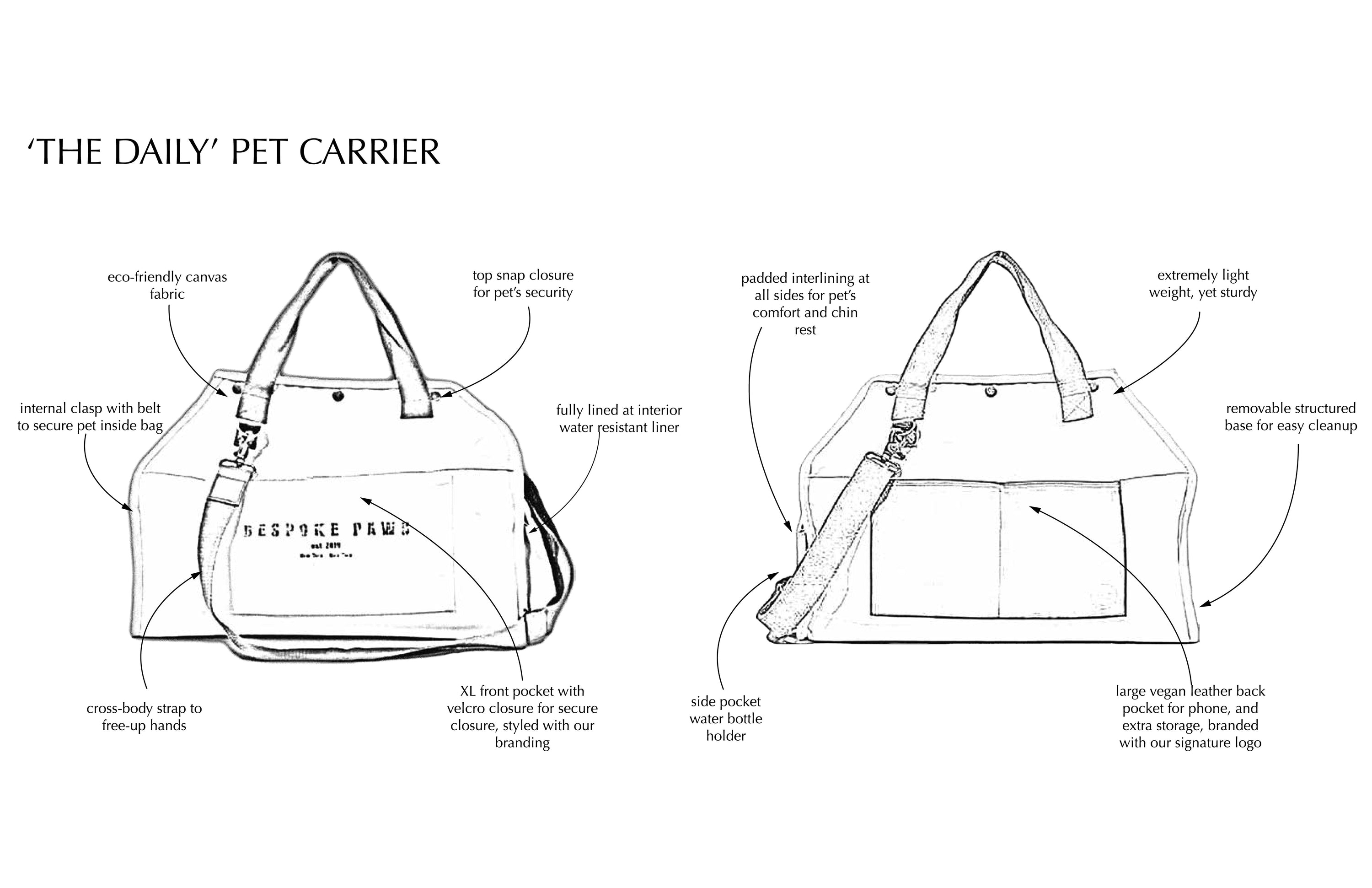 BESPOKE PAWS The Daily Carrier - Packable Luxury for Life on the Go Pet Carrier | HT Animal Supply