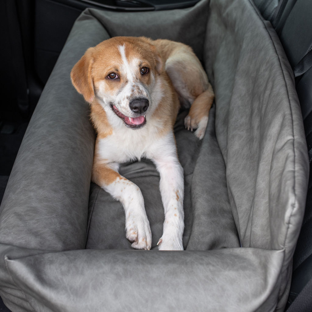 PupProtector Faux Leather Memory Foam Dog Car Bed Slate Gray