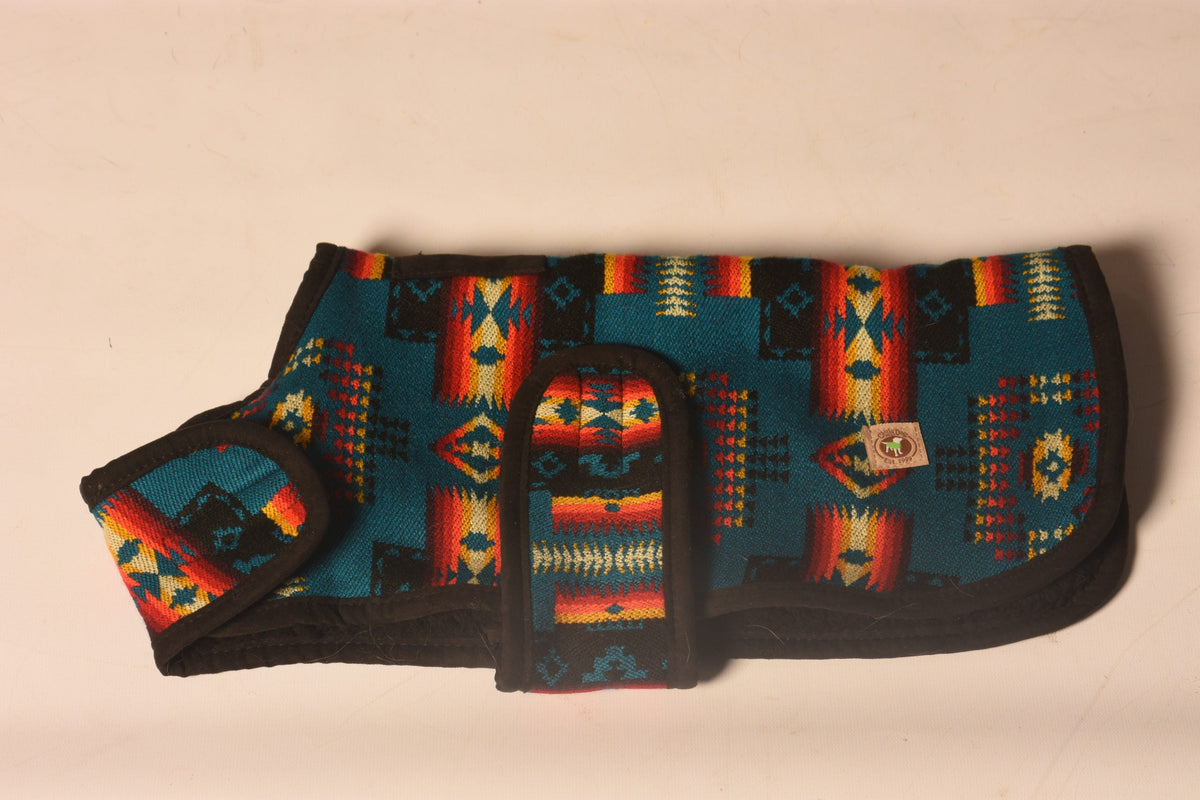Chilly Dog Turquoise Southwest Blanket Dog Coat