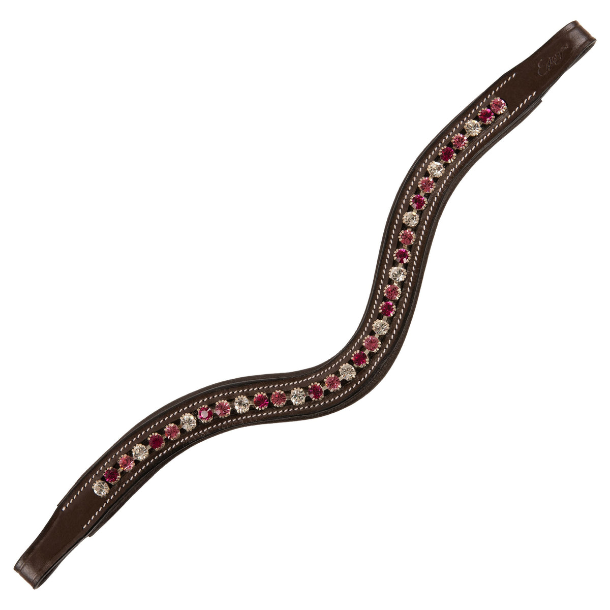 ExionPro Designer Clear Light Pink & Maroon linked Crystal Browband - HT Animal Supply