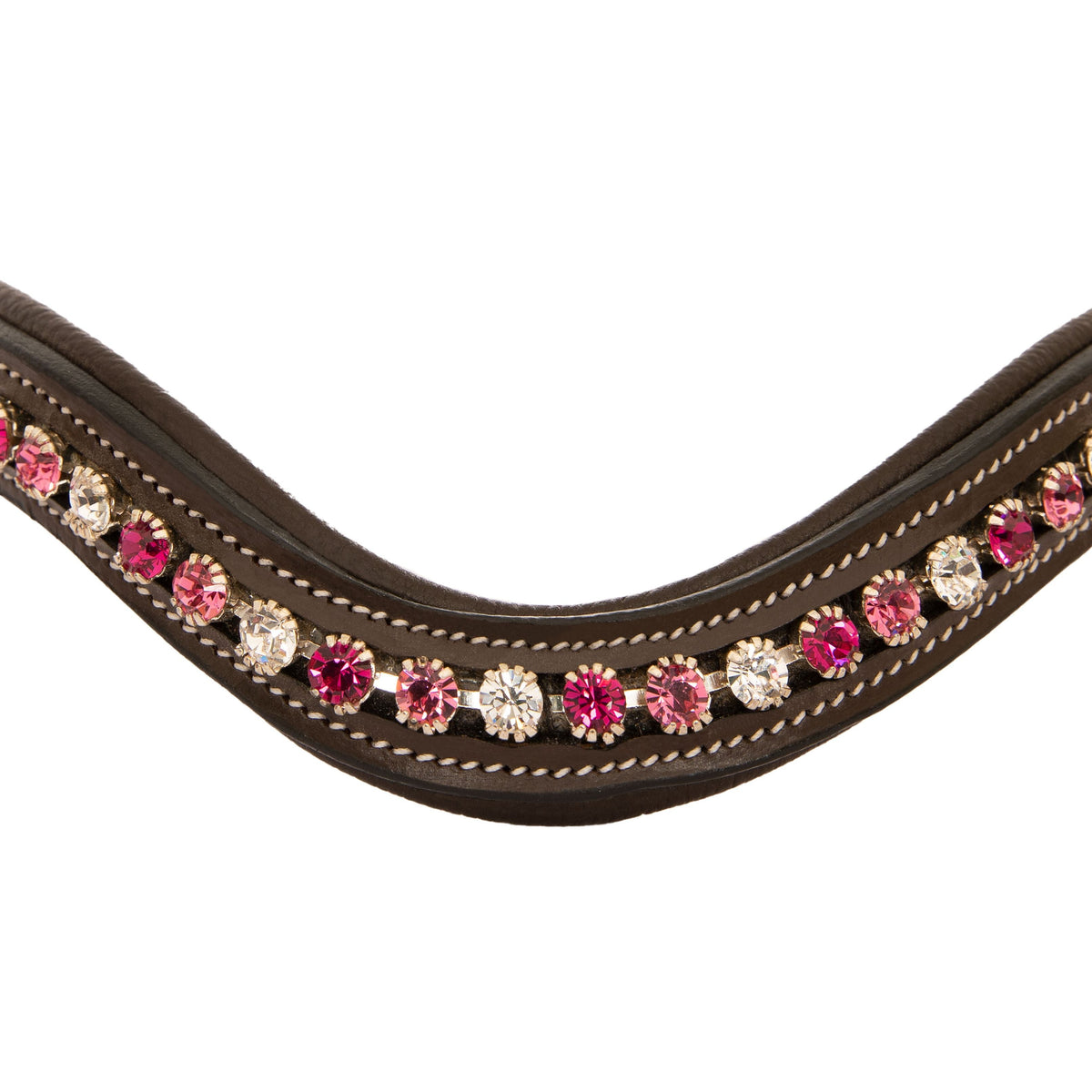 ExionPro Designer Clear Light Pink & Maroon linked Crystal Browband | HT Animal Supply