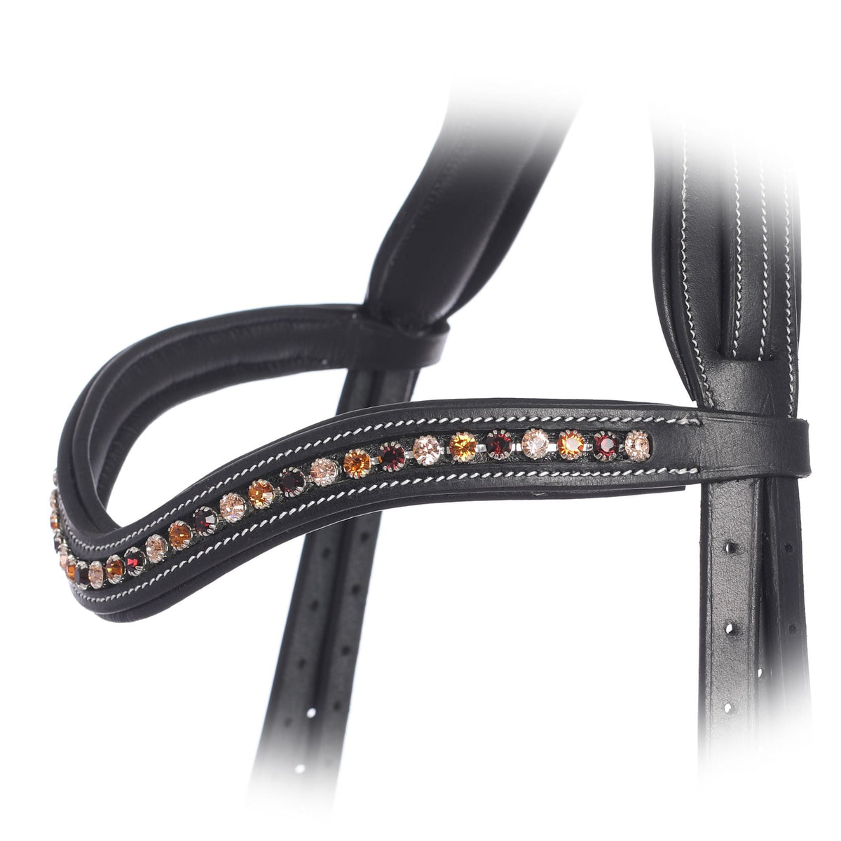 ExionPro Elegant Soft Padded Light Peach, Burgundy, Topaz Colored Crystal Browband | HT Animal Supply