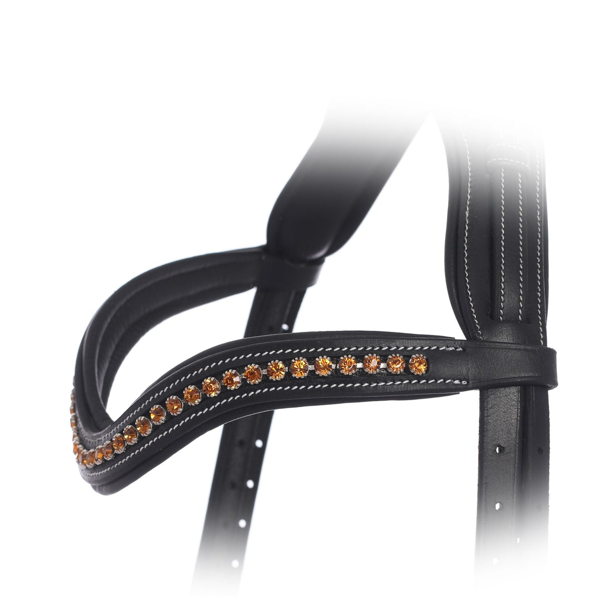 ExionPro Elegant Deep Curved Soft Padded Topaz Crystal Decorated Browband | HT Animal Supply