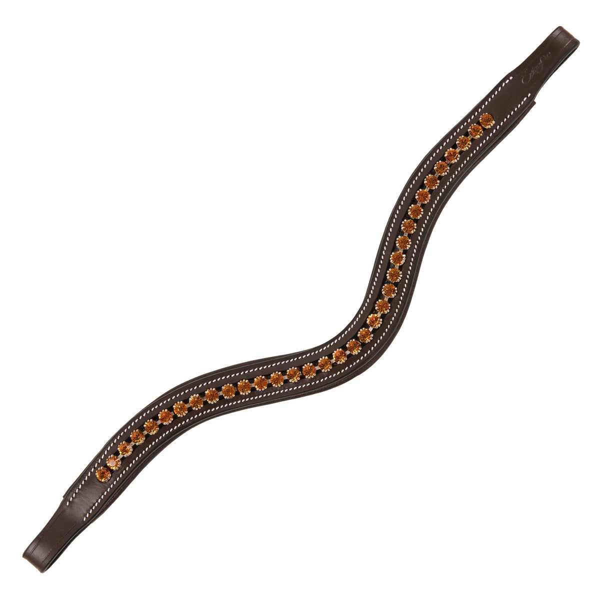 ExionPro Elegant Deep Curved Soft Padded Topaz Crystal Decorated Browband - HT Animal Supply
