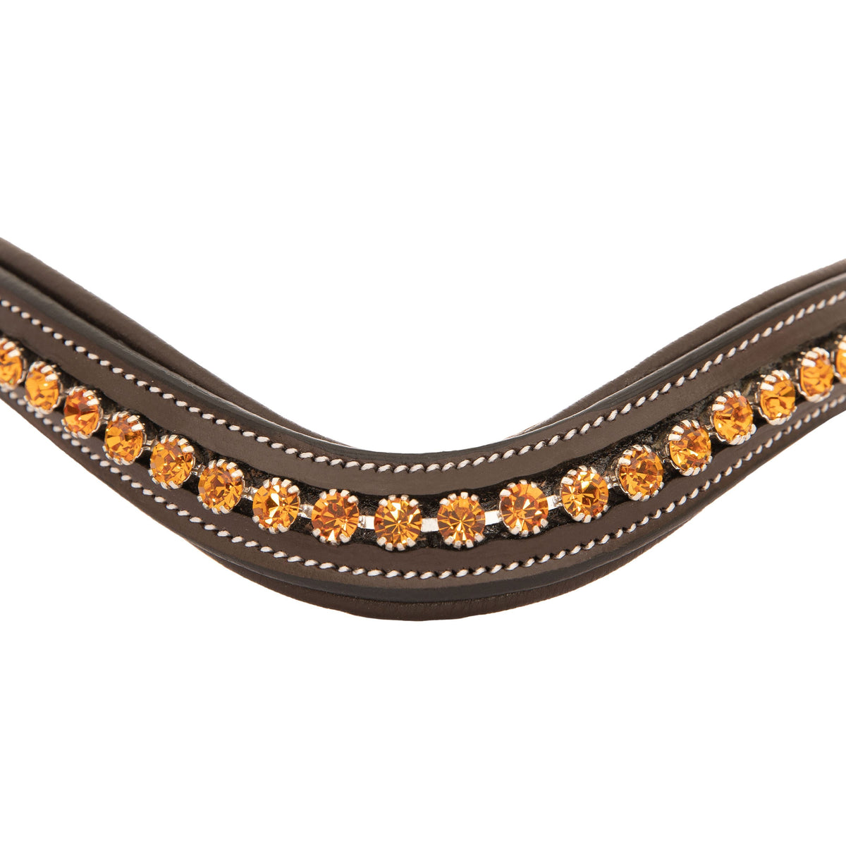 ExionPro Elegant Deep Curved Soft Padded Topaz Crystal Decorated Browband | HT Animal Supply