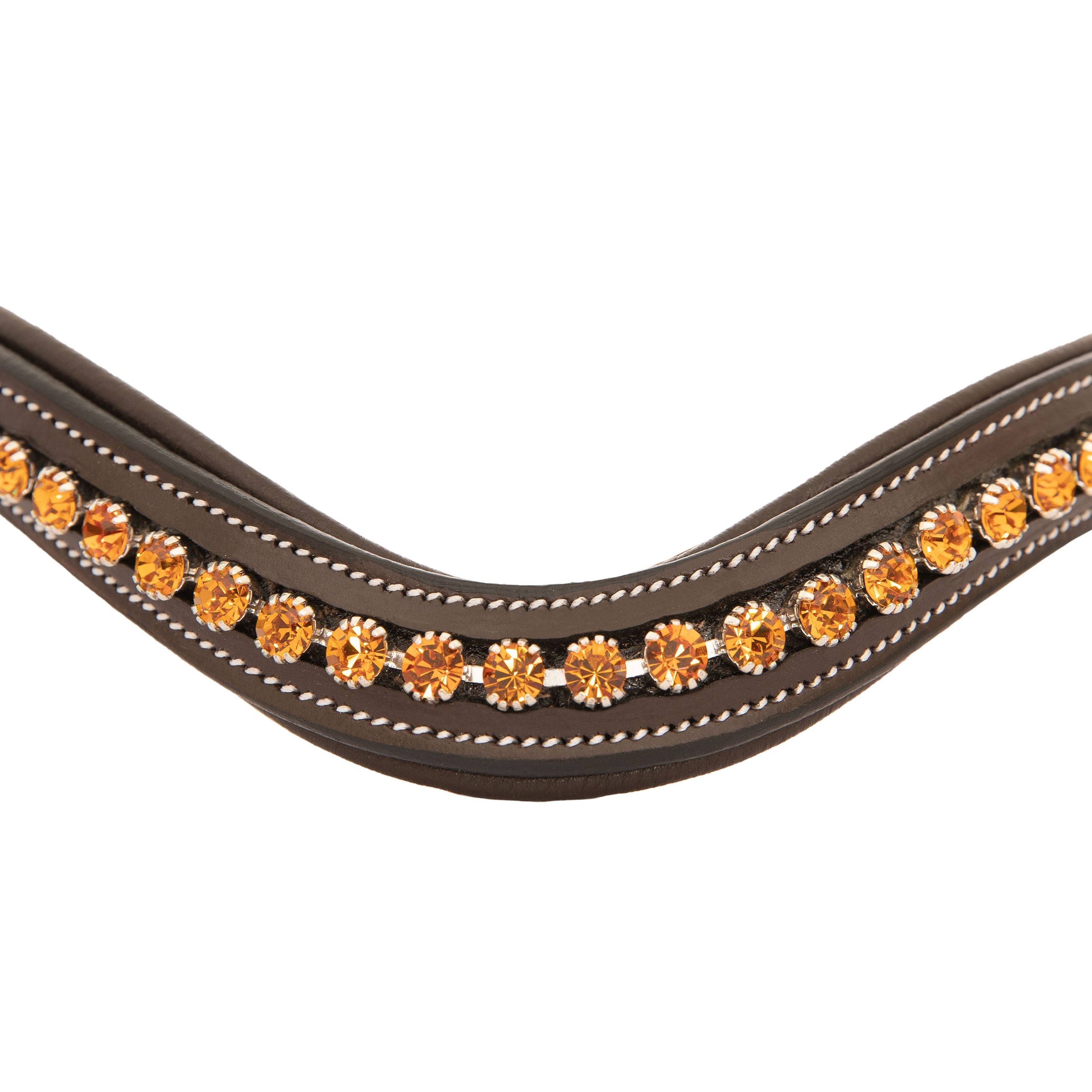 ExionPro Elegant Deep Curved Soft Padded Topaz Crystal Decorated Browband | HT Animal Supply
