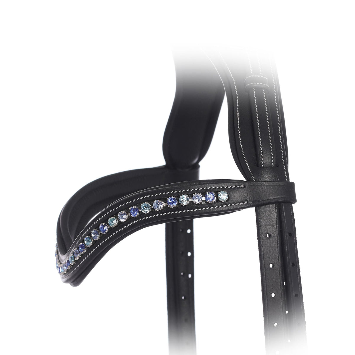 ExionPro Elegant Deep Curved Soft Padded Sapphire, Aqua Marine, Light Sapphire Colored Crystal Browband | HT Animal Supply