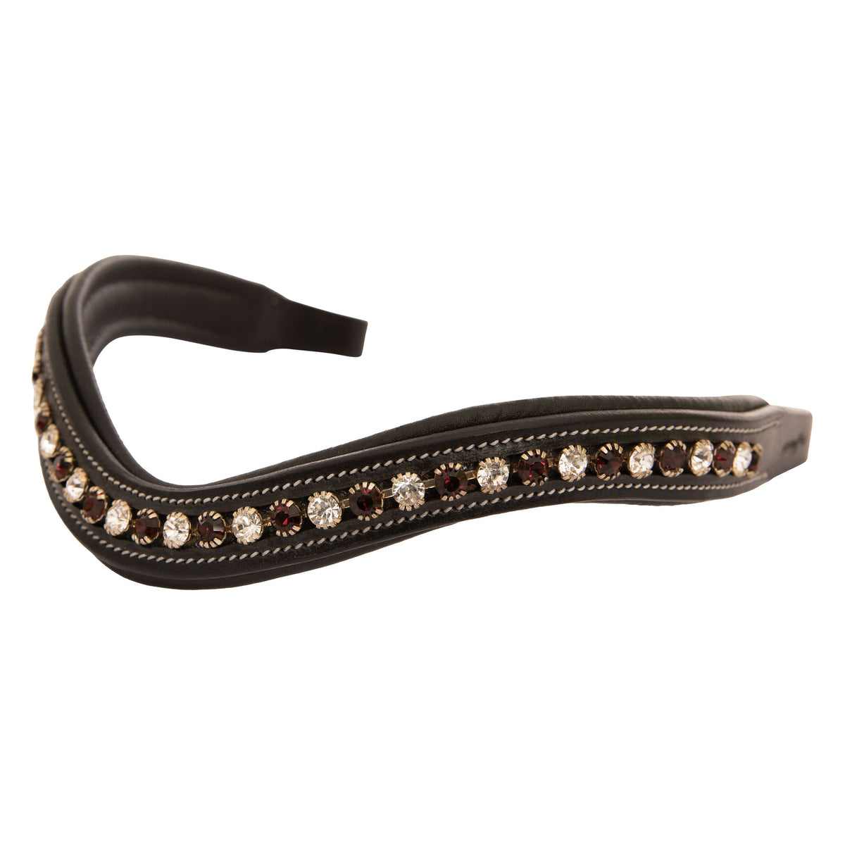 ExionPro Elegant Soft Padded Clear Crystal, Burgundy Colored Crystal Browband | HT Animal Supply