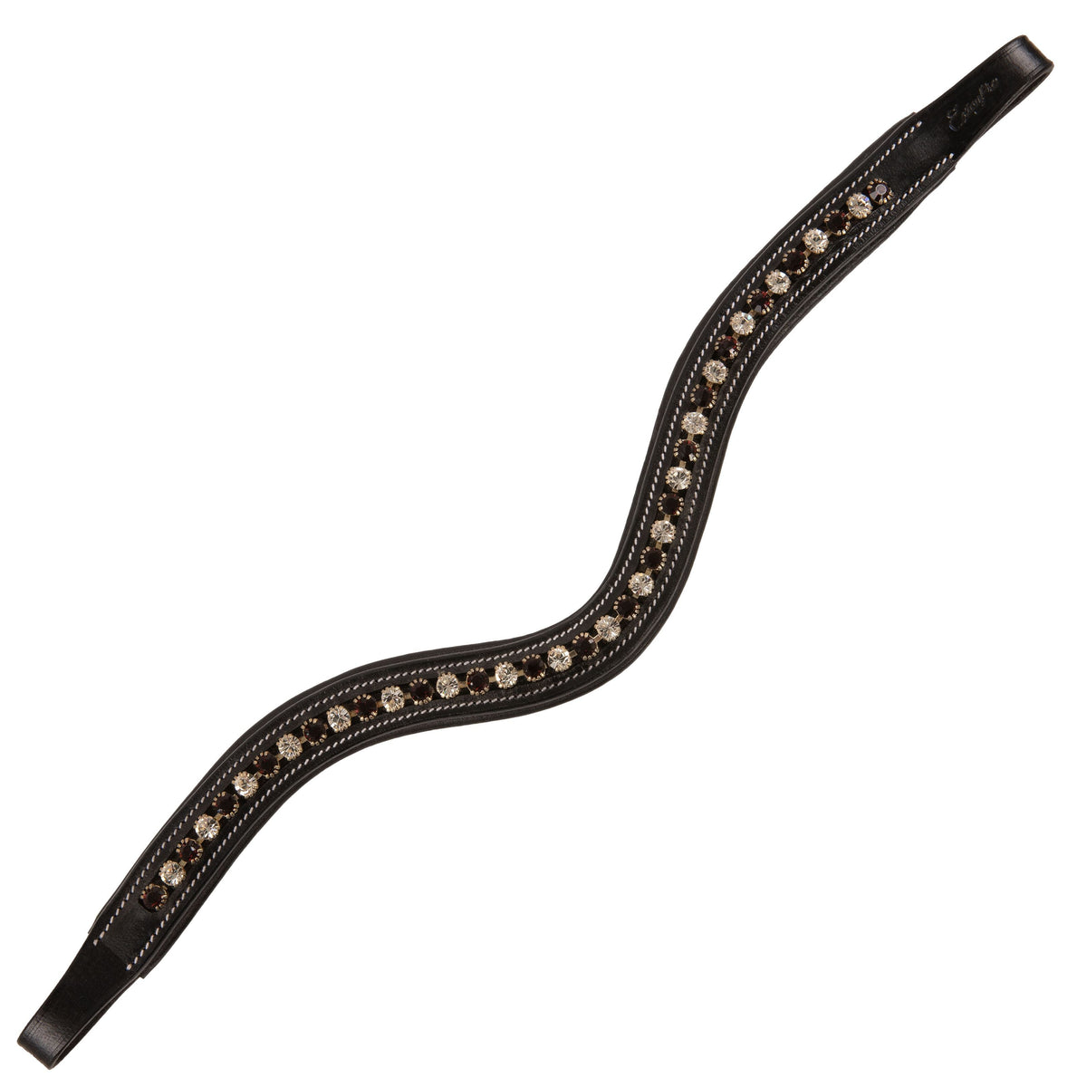ExionPro Elegant Soft Padded Clear Crystal, Burgundy Colored Crystal Browband - HT Animal Supply