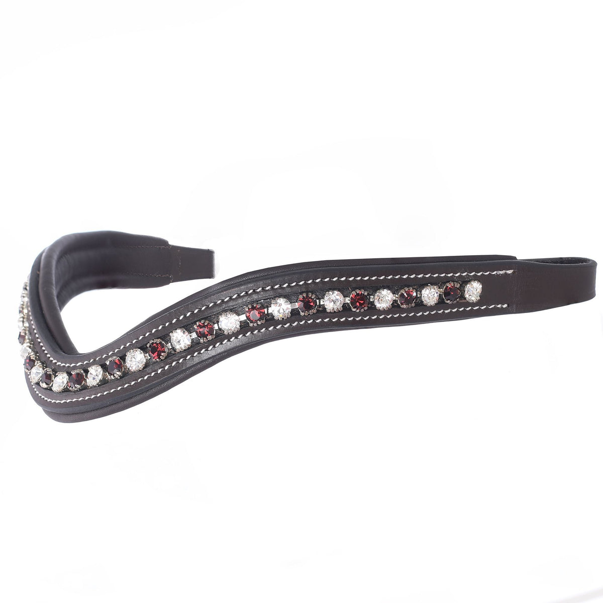 ExionPro Elegant Soft Padded Clear Crystal, Burgundy Colored Crystal Browband | HT Animal Supply