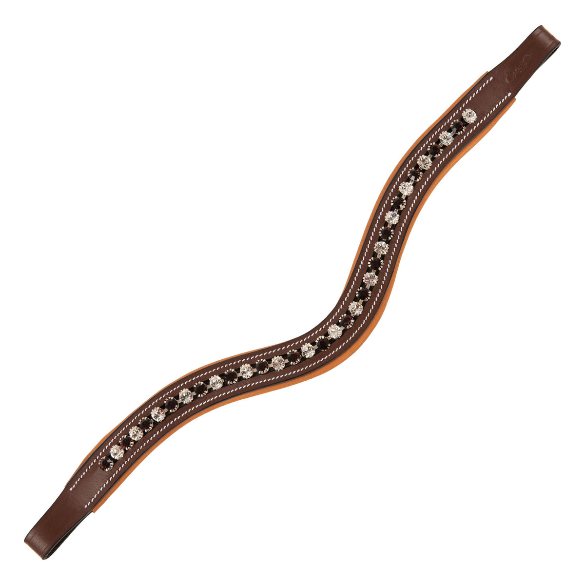 ExionPro Elegant Soft Padded Clear Crystal, Burgundy Colored Crystal Browband - HT Animal Supply