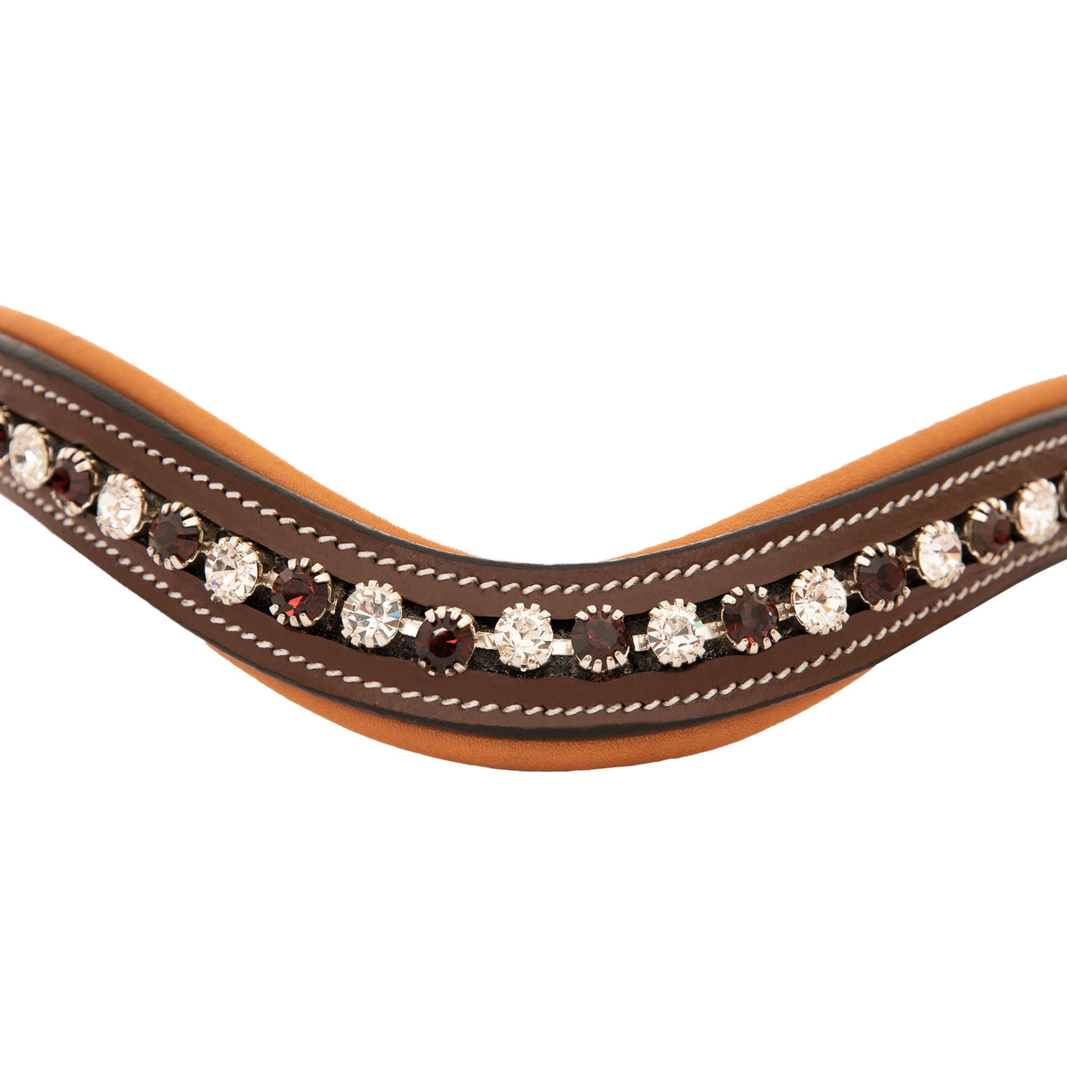 ExionPro Elegant Soft Padded Clear Crystal, Burgundy Colored Crystal Browband | HT Animal Supply