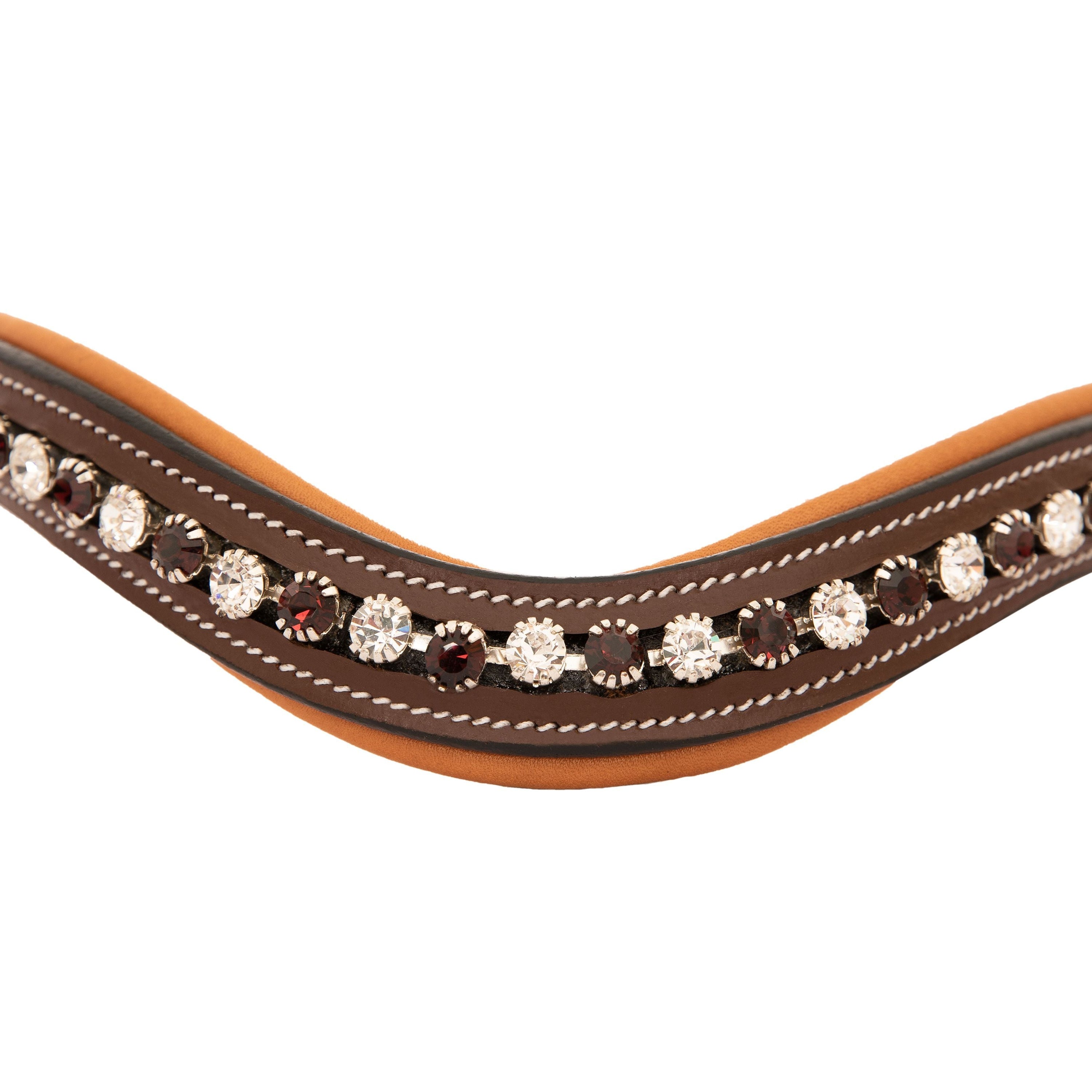 ExionPro Elegant Soft Padded Clear Crystal, Burgundy Colored Crystal Browband