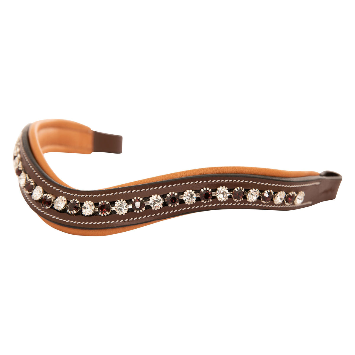 ExionPro Elegant Soft Padded Clear Crystal, Burgundy Colored Crystal Browband | HT Animal Supply