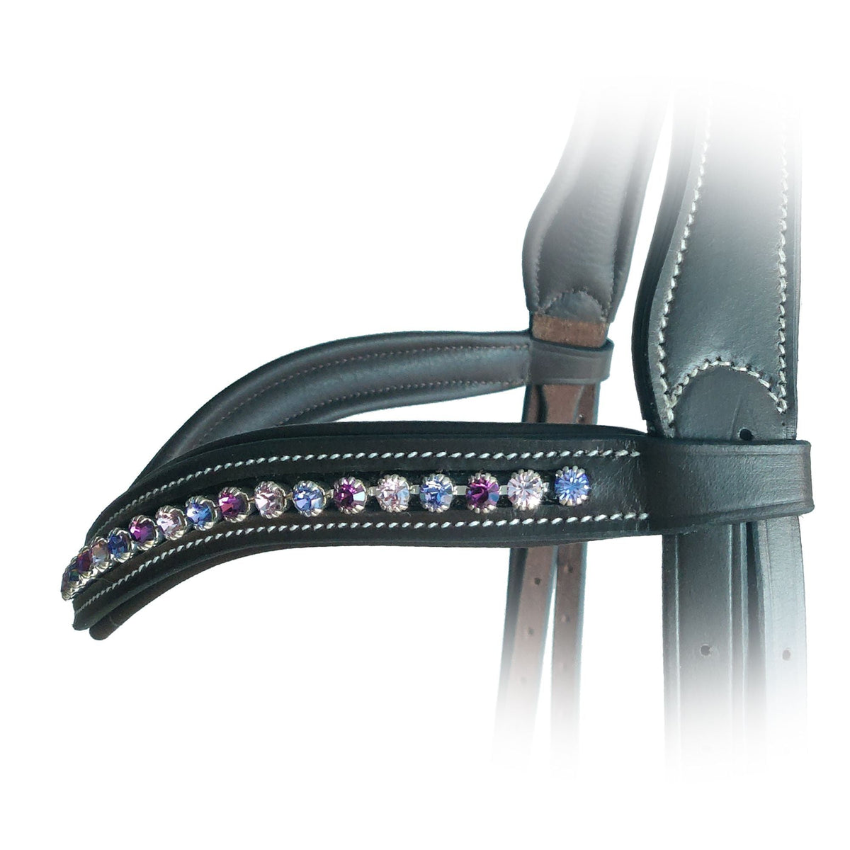ExionPro Elegant Soft Padded Fuchsia, Light Rose, Tanzanite Colored Crystal Browband | HT Animal Supply