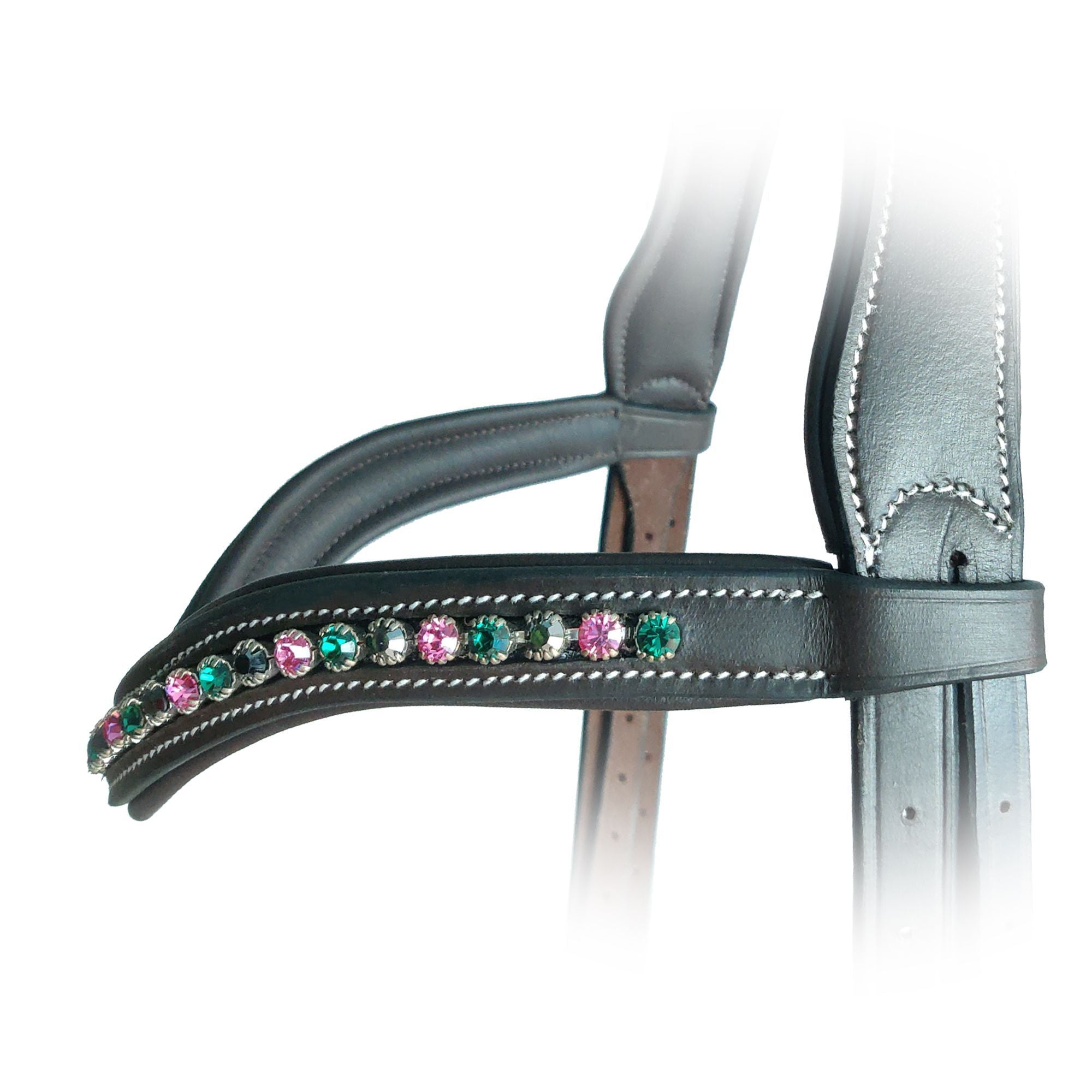 ExionPro Elegant Soft Padded Rose, Emerald, Jet Hematite Colored Crystal Browband