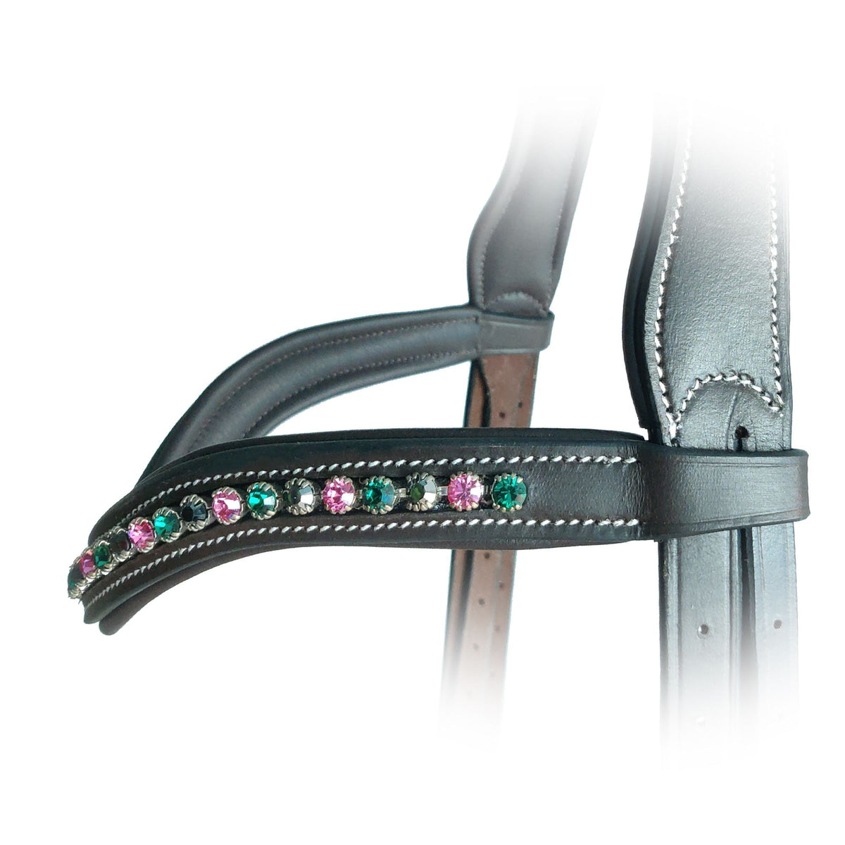 ExionPro Elegant Soft Padded Rose, Emerald, Jet Hematite Colored Crystal Browband | HT Animal Supply