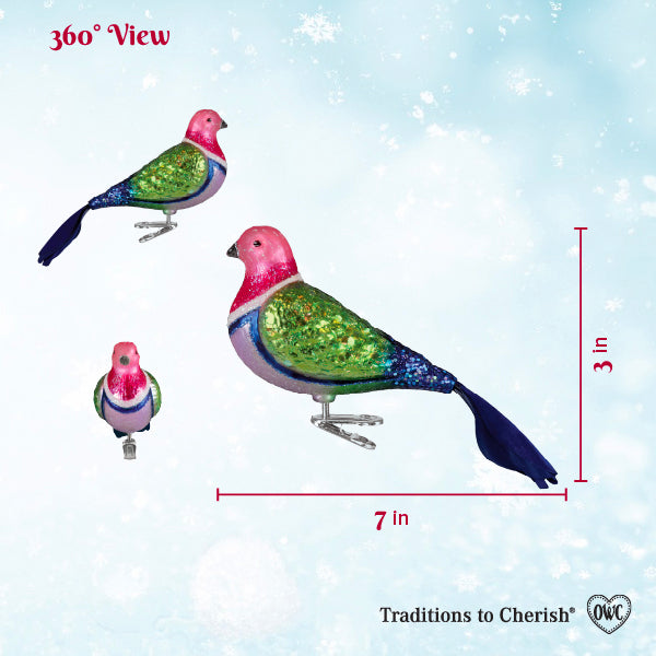 Old World Christmas: Pink Fruit Dove Christmas Ornament