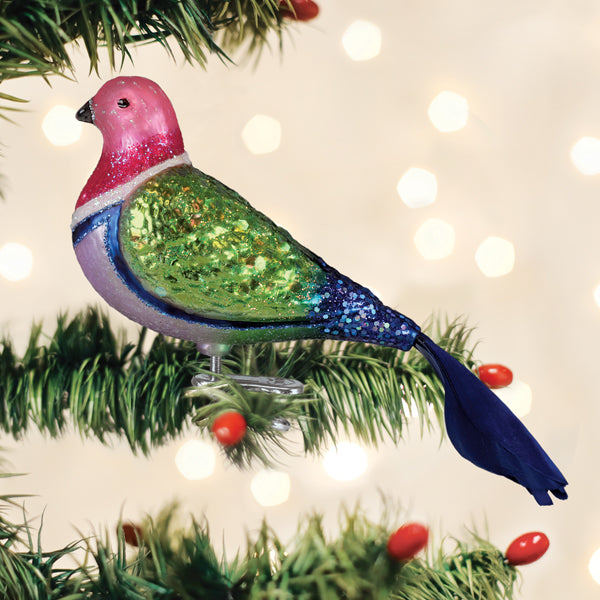 Old World Christmas: Pink Fruit Dove Christmas Ornament