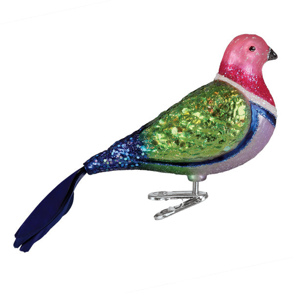 Old World Christmas: Pink Fruit Dove Christmas Ornament