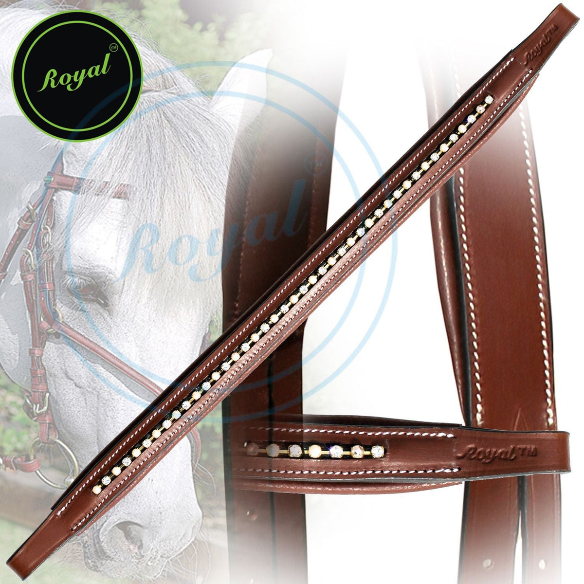 ExionPro Elegant Tiny Sparkling Crystal Padded Browband - HT Animal Supply