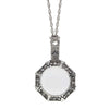 1928 Jewelry Antiqued Pewter Octagon Dog Paw Bone And Heart Magnifying Glass Pendant Necklace 30"