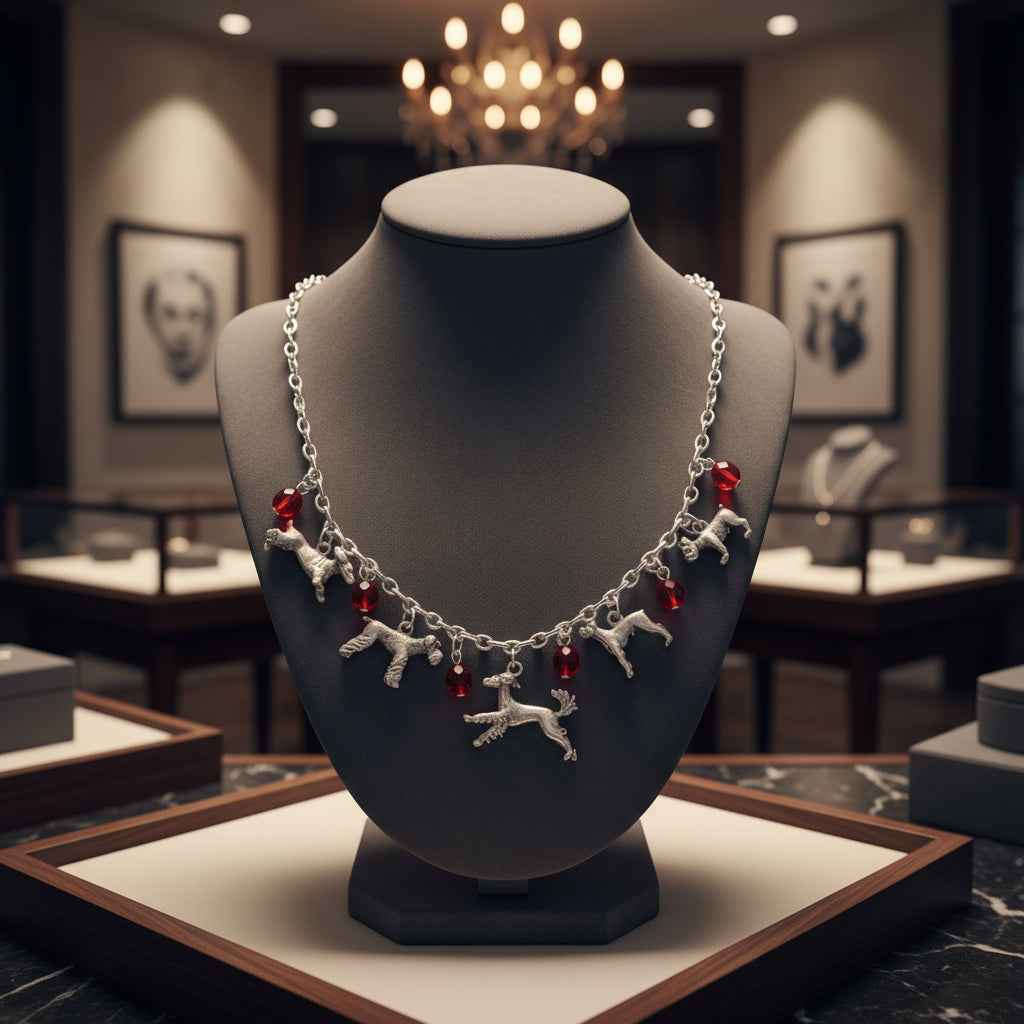 1928 Jewelry Beaded Multi Dog Drop Necklace 16" + 3" Extender