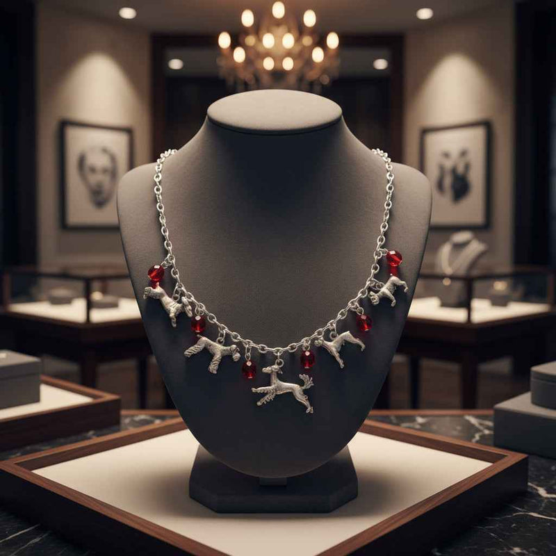 1928 Jewelry Beaded Multi Dog Drop Necklace 16" + 3" Extender
