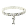 1928 Jewelry Crystal Two Row Stretch With Dog Bone Charm Bracelet