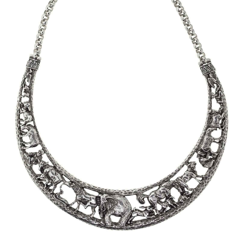 1928 Jewelry Elephant & Safari Animals Necklace 14.5"