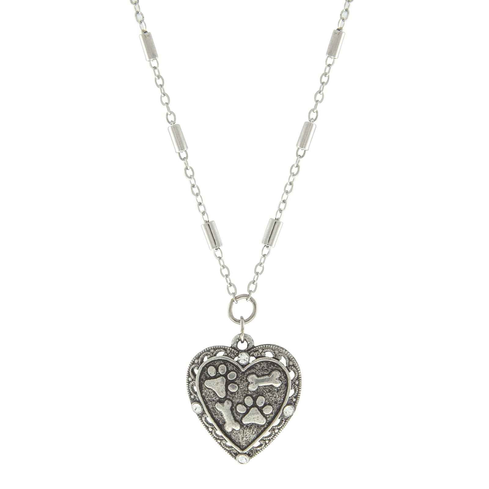 1928 Jewelry Heart Paws And Bones Necklace 16" + 3" Extender