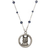1928 Jewelry Montana Blue Crystal Floral Adorned Cat Pendant Necklace