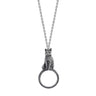 1928 Jewelry Pewter Cat Magnifying Glass Pendant Necklace 30"