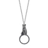 1928 Jewelry Pewter Cat Magnifying Glass Pendant Necklace 30"
