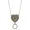 1928 Jewelry Pewter Faux Pearl Heart Paws And Bones Eye Glass Holder Necklace 28"