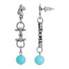 1928 Jewelry Southwest Horse Bit Turquoise Bead Horse Linear Post Earrings