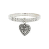 1928 Jewelry Two Row Crystal Stretch Bracelet With Paws And Bones Heart Charm