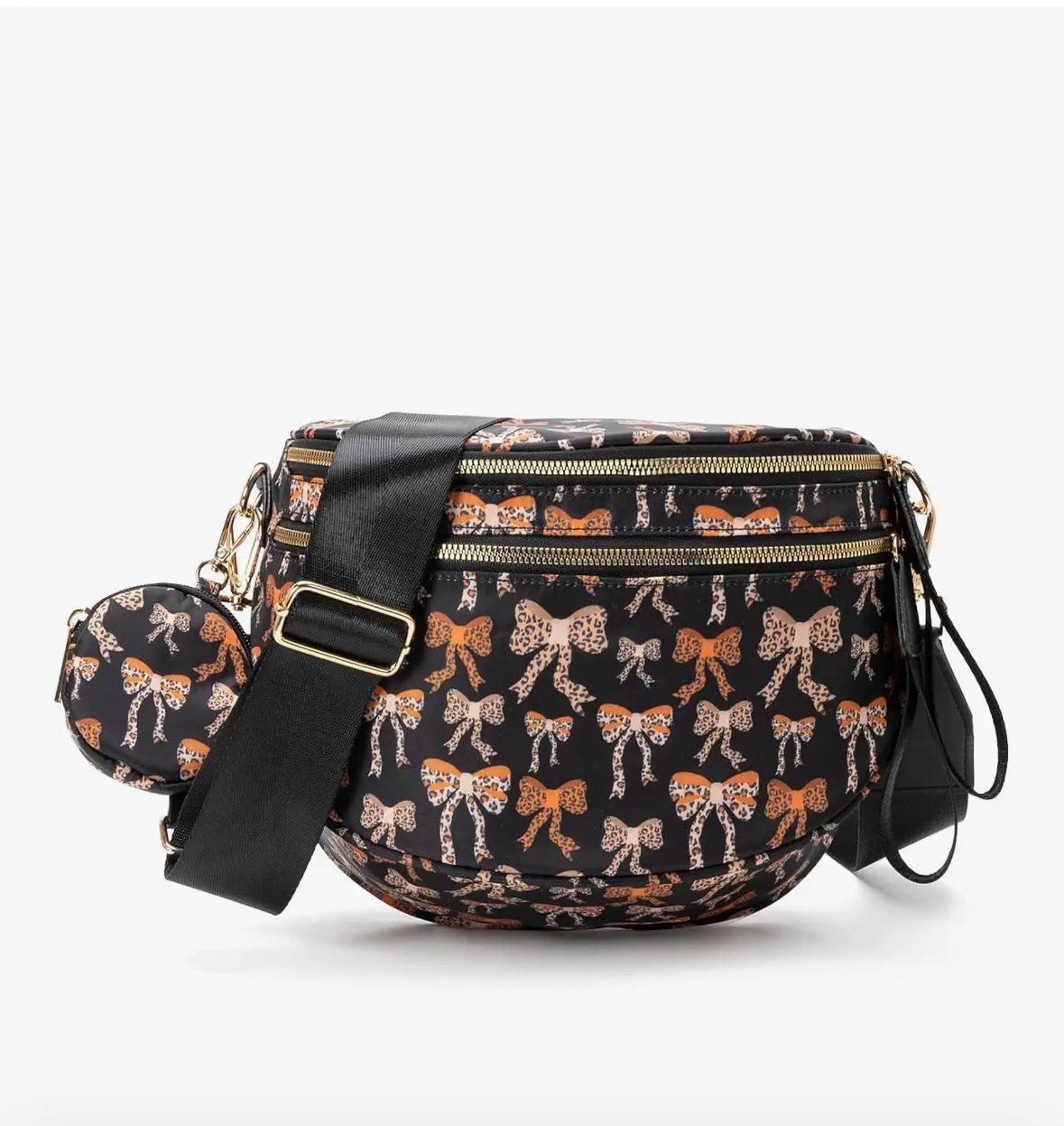 Cheetah Bows Crossbody Crescent Bag | HT Animal Supply
