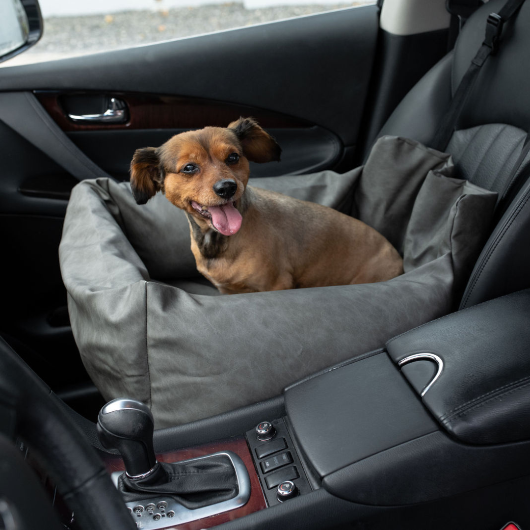 PupProtector Faux Leather Memory Foam Dog Car Bed Slate Gray