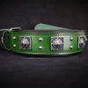 Bestia Dog Gear Genuine Leather Dog Collar - Green