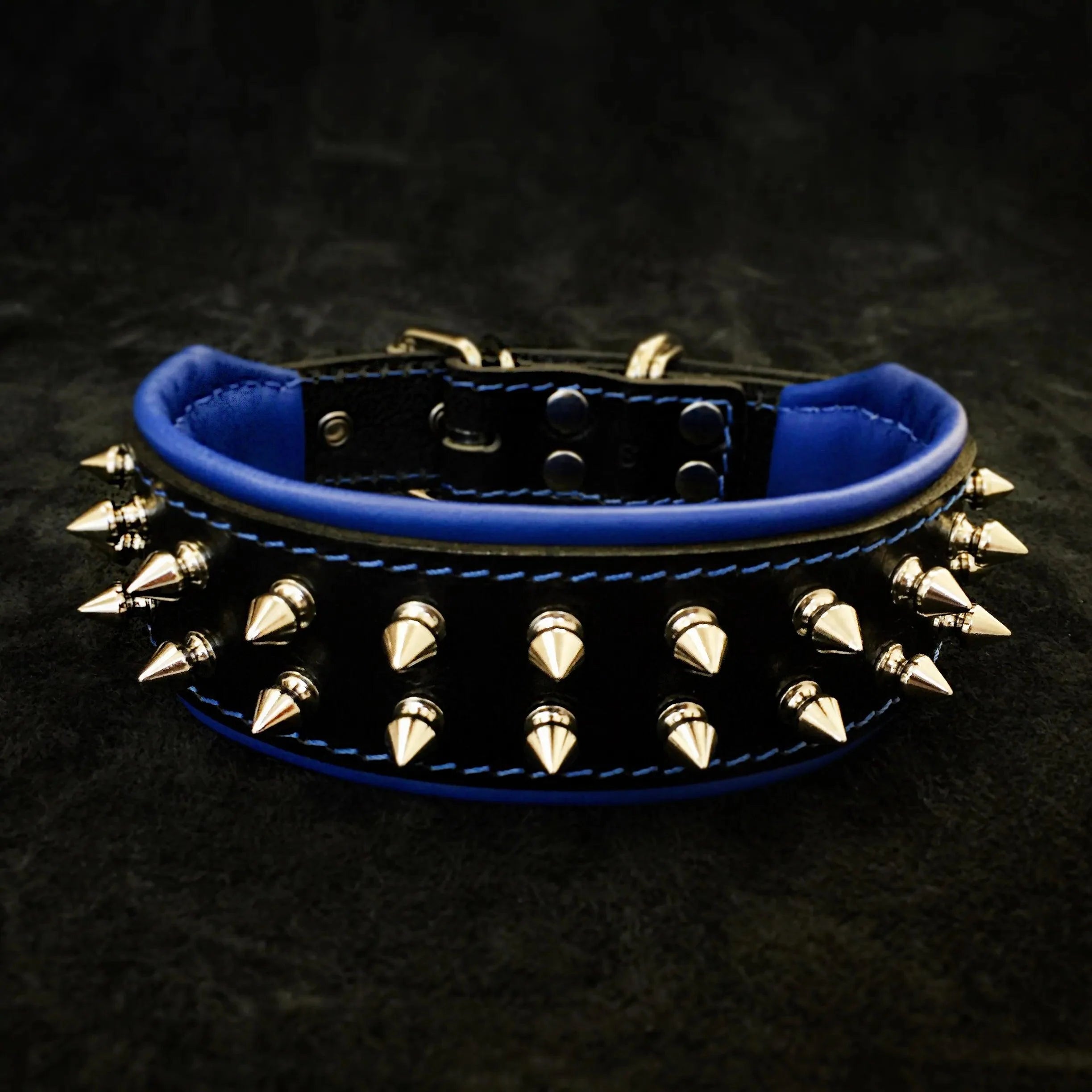 Bestia Dog Gear leather Dog Collar - blue 