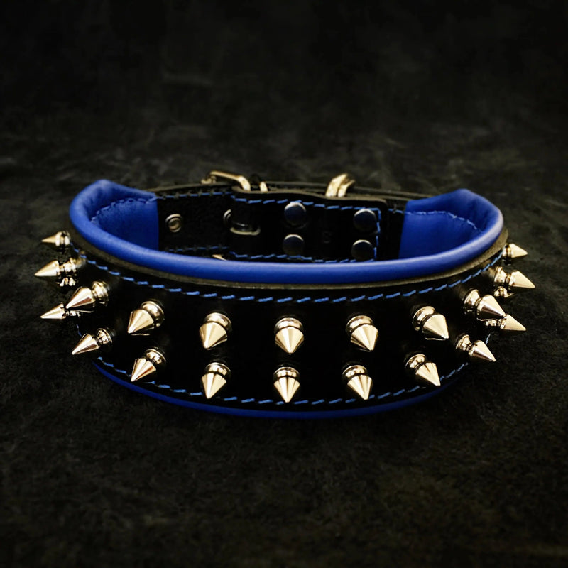 Bestia Dog Gear leather Dog Collar - blue 