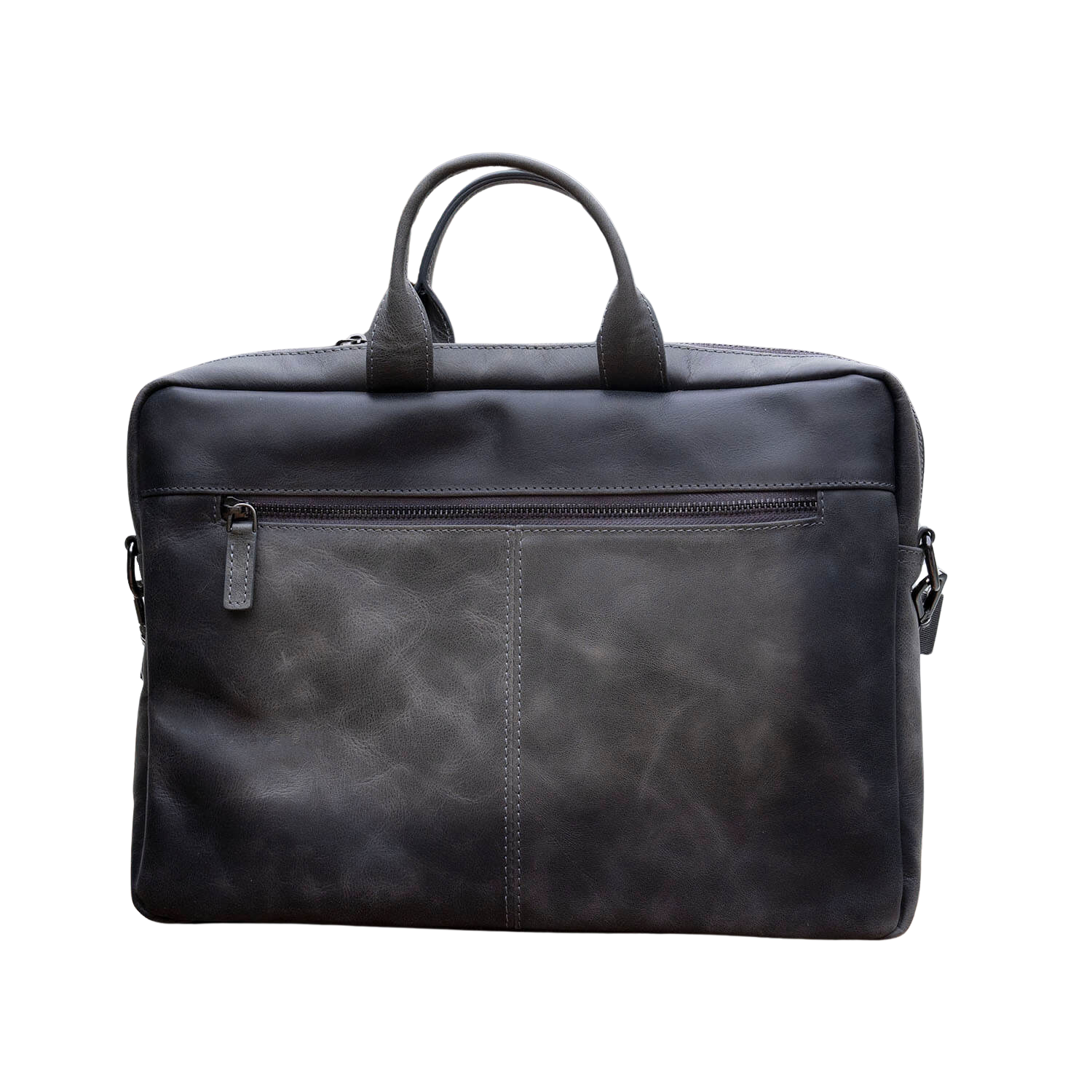 Classic Leather Laptop Bag Grey Hollywood