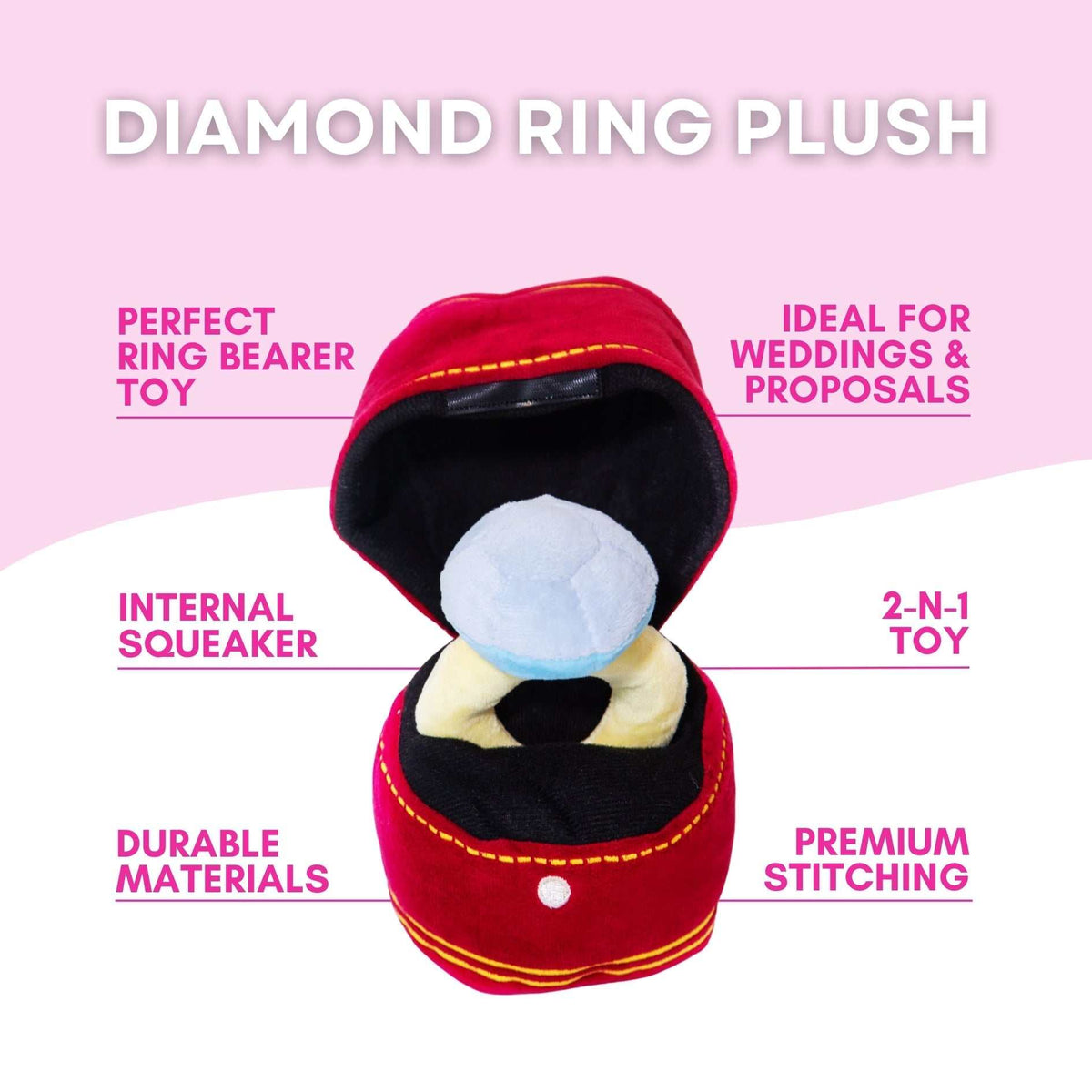 Glow Pups: Engagement Ring Squeaky Plush Dog Toy
