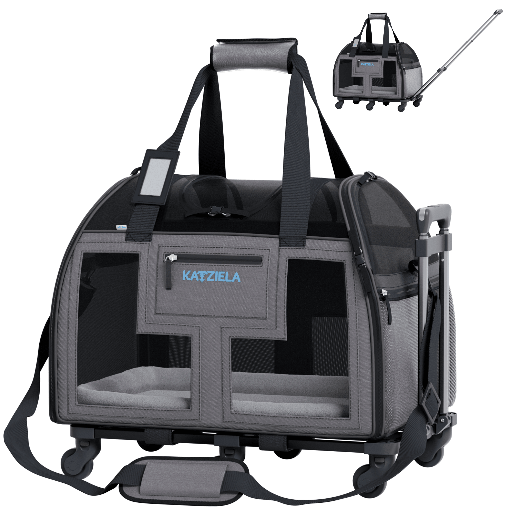 Luxury Lorry Pet Carrier with Removable Wheels and Telescopic Handle | HT Animal Supply
