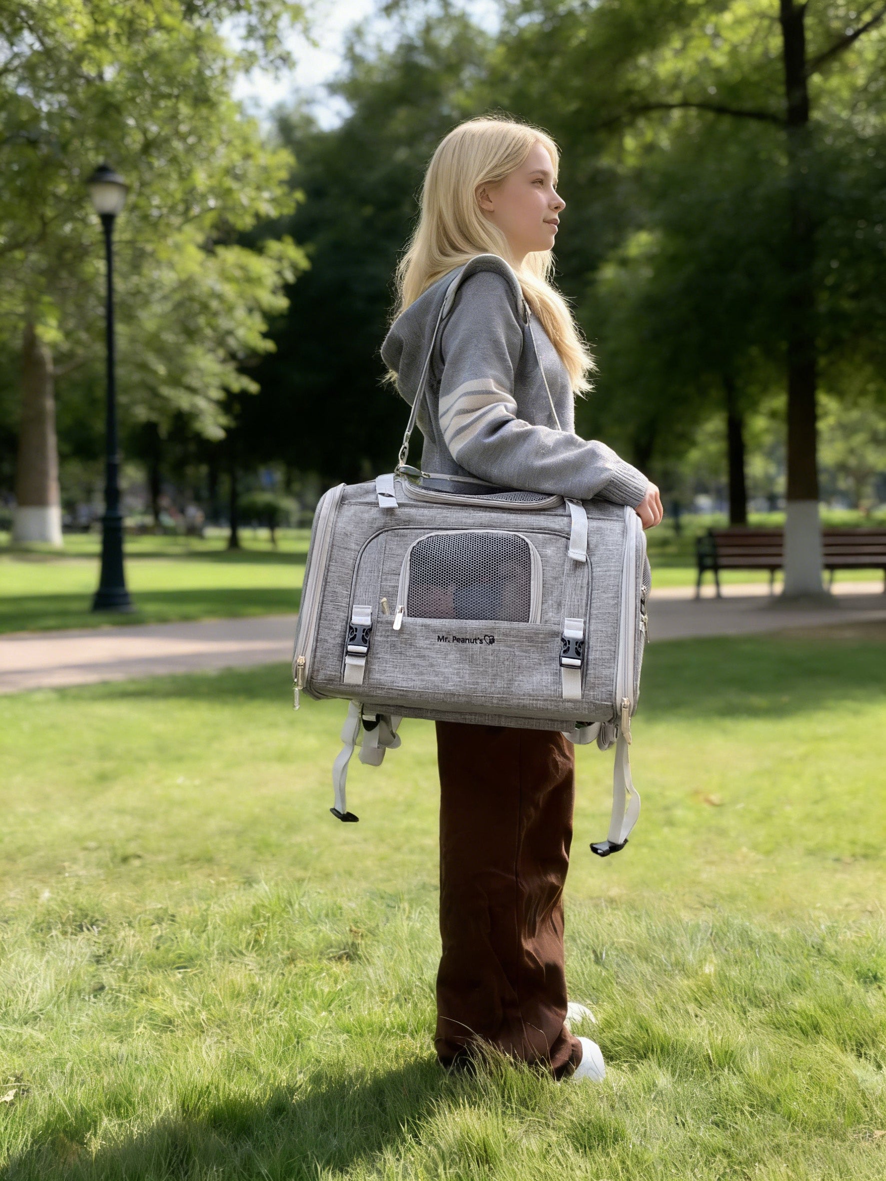 Mr. Peanuts Monterey Series Airline Compliant Horizontal Backpack Pet Carrier | HT Animal Supply