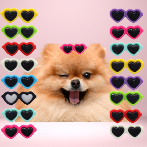 Bark 5th Ave., LLC My Heart Shaped Sunnies- Dog Hair Clips Purple pet supplies
