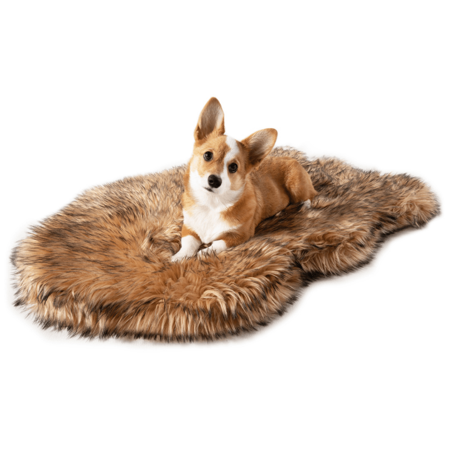 Puprug Faux Fur Orthopedic Dog Bed Curve Sable Tan