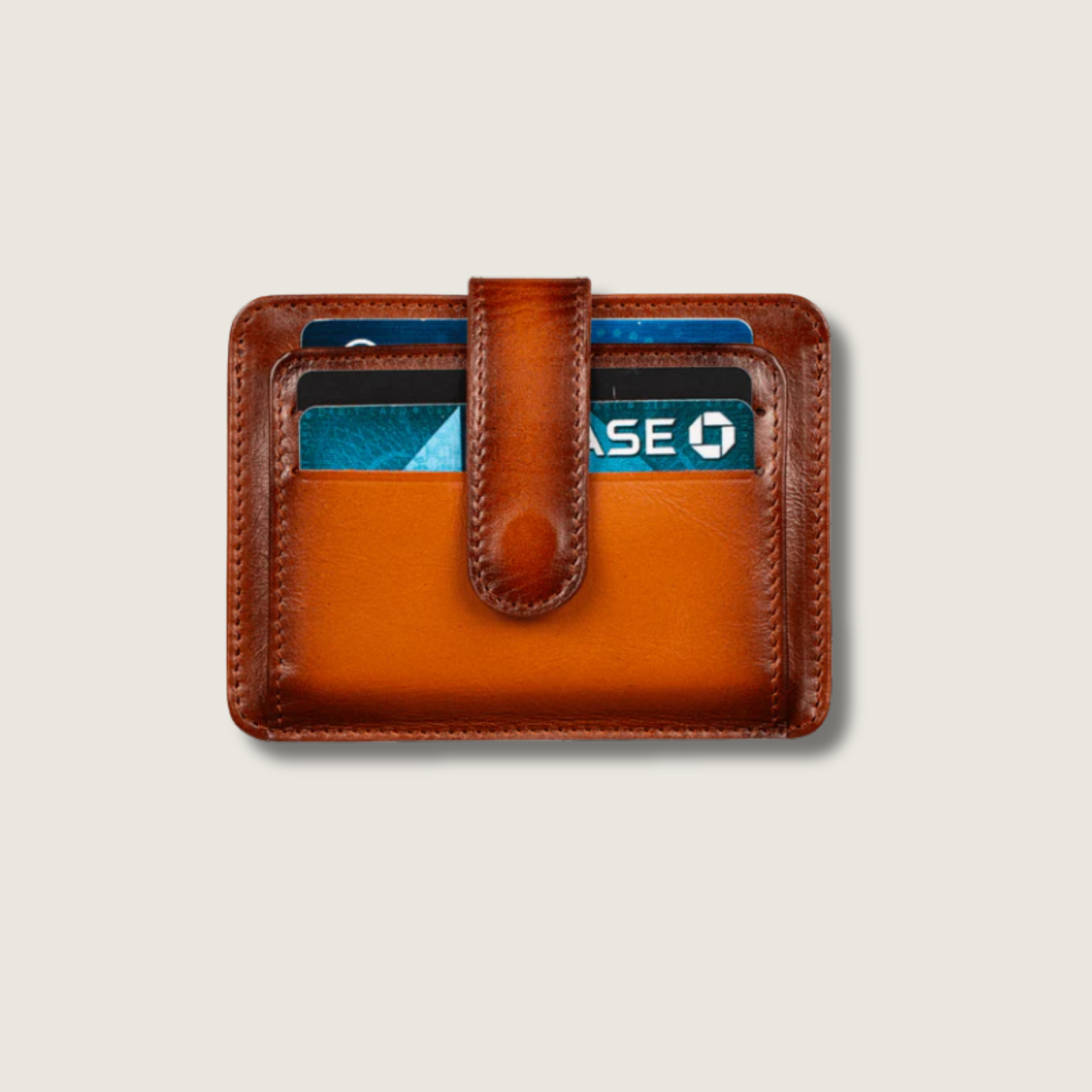 Leather Card Holder Wallet with ID Window Rich Brown Miami